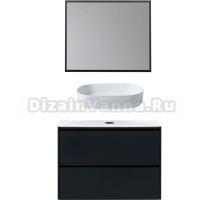 Мебель для ванной комнаты Allen Brau Activity 90 с подсветкой, матовый антрацит, олива браш, столешница белая, раковина Fantasy Oval 55, белая