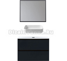 Мебель для ванной комнаты Allen Brau Activity 90 с подсветкой, матовый антрацит, олива браш, столешница белая, раковина Fantasy Quad 50, белая