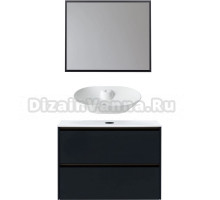 Мебель для ванной комнаты Allen Brau Activity 90 с подсветкой, матовый антрацит, олива браш, столешница белая, раковина Fantasy Bowl 60, белая