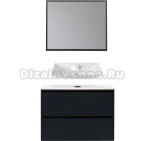 Мебель для ванной комнаты Allen Brau Activity 90 с подсветкой, матовый антрацит, олива браш, столешница белая, раковина Fantasy Y 64x40, белая