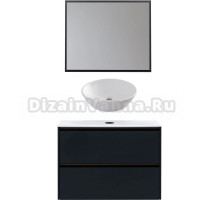 Мебель для ванной комнаты Allen Brau Activity 90 с подсветкой, матовый антрацит, олива браш, столешница белая, раковина Fantasy Round 45, белая