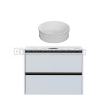 Тумба с раковиной Allen Brau Activity 90 с подсветкой, матовый белый, олива браш, столешница белая, раковина Fantasy Romb 36 белая