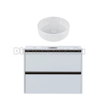 Тумба с раковиной Allen Brau Activity 90 с подсветкой, матовый белый, олива браш, столешница белая, раковина Fantasy Line 36, белая