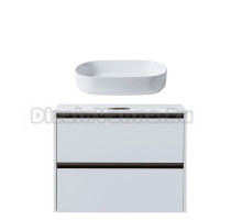 Тумба с раковиной Allen Brau Activity 90 с подсветкой, матовый белый, олива браш, столешница белая, раковина Fantasy Oval 55x36, белая