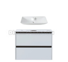 Тумба с раковиной Allen Brau Activity 90 с подсветкой, матовый белый, черный браш, столешница белая, раковина Fantasy Y 64x402,