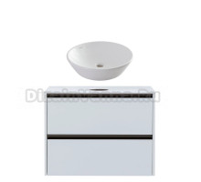 Тумба с раковиной Allen Brau Activity 90 с подсветкой, матовый белый, олива браш, столешница белая, раковина Fantasy Round 45, белая