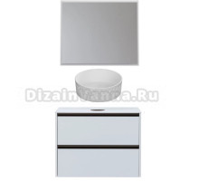 Мебель для ванной комнаты Allen Brau Activity 90 с подсветкой, матовый белый, олива браш, столешница белая, раковина Fantasy Romb 36, белая