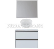 Мебель для ванной комнаты Allen Brau Activity 90 с подсветкой, матовый белый, олива браш, столешница белая, раковина Fantasy Line 36, белая