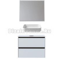 Мебель для ванной комнаты Allen Brau Activity 90 с подсветкой, матовый белый, олива браш, столешница белая, раковина Fantasy Quad 50, белая