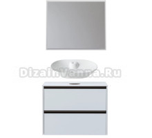 Мебель для ванной комнаты Allen Brau Activity 90 с подсветкой, матовый белый, олива браш, столешница белая, раковина Fantasy Bowl 60, белая