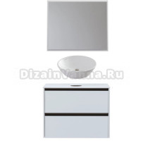 Мебель для ванной комнаты Allen Brau Activity 90 с подсветкой, матовый белый, олива браш, столешница белая, раковина Fantasy Round 45, белая