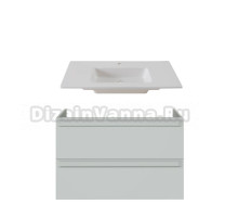 Тумба с раковиной Allen Brau Eclipse 2.0 100 матовый папирус, раковина Fantasy Flat 102, без перелива, белая