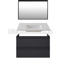 Мебель для ванной комнаты Allen Brau Eclipse 2.0 100 матовый антрацит, раковина Fantasy Flat 102x47, без перелива, белая