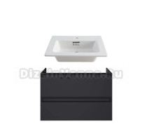 Тумба с раковиной Allen Brau Eclipse 2.0 60 матовый антрцит, раковина Fantasy Flat 62, без перелива, белая