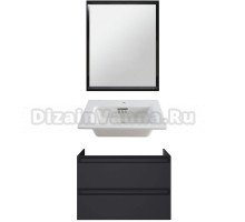 Мебель для ванной комнаты Allen Brau Eclipse 2.0 60 матовый антрацит, раковина Fantasy Flat 62x47, без перелива, белая