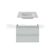 Тумба с раковиной Allen Brau Eclipse 2.0 80 матовый папирус, раковина Fantasy Flat 82, без перелива, белая