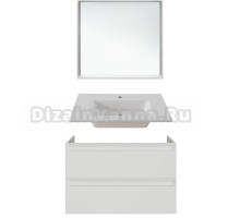 Мебель для ванной комнаты Allen Brau Eclipse 2.0 80 матовый белый, раковина Fantasy Flat 82x47, без перелива, белая