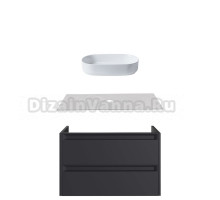 Тумба с раковиной Allen Brau Fantasy 2.0 100 матовый антрацит, столешница бежевая, раковина Fantasy Oval 55, белая