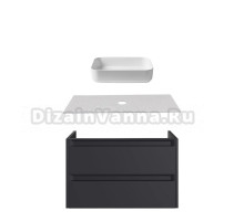 Тумба с раковиной Allen Brau Fantasy 2.0 100 матовый антрацит, столешница бежевая, раковина Fantasy Quad 50, белая