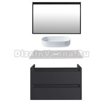 Мебель для ванной комнаты Allen Brau Fantasy 2.0 100 матовый антрацит, столешница бежевая, раковина Fantasy Oval 55, белая