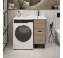 Тумба с раковиной 1MarKa Maid 38Н(100) R под стиральную машину, антрацит, орех лучистый европейский