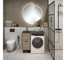 Мебель для ванной комнаты 1MarKa Maid 38Н(100) L под стиральную машину, раковина черная, антрацит, орех лучистый европейский