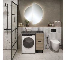 Мебель для ванной комнаты 1MarKa Maid 38Н(100) R под стиральную машину, раковина черная, антрацит, орех лучистый европейский