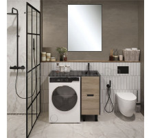 Мебель для ванной комнаты 1MarKa Maid 38Н(100) R под стиральную машину, раковина черная, зеркало Pino, антрацит, орех лучистый европейский