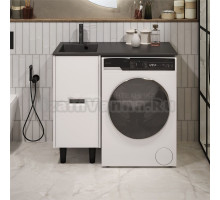 Тумба с раковиной 1MarKa Maid 38Н(100) L под стиральную машину, раковина черная, белая