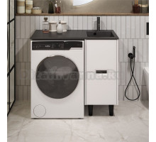 Тумба с раковиной 1MarKa Maid 38Н(100) R под стиральную машину, раковина черная, белая