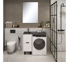 Мебель для ванной комнаты 1MarKa Maid 38Н(100) L под стиральную машину, раковина черная, зеркало Pino, белая