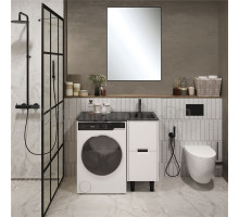 Мебель для ванной комнаты 1MarKa Maid 38Н(100) R под стиральную машину, раковина черная, зеркало Pino, белая