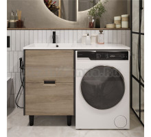Тумба с раковиной 1MarKa Maid 58Н(120) L под стиральную машину, антрацит, орех лучистый европейский