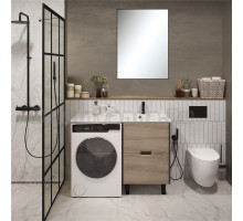 Мебель для ванной комнаты 1MarKa Maid 58Н(120) R под стиральную машину, зеркало Pino, антрацит, орех лучистый европейский