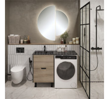 Мебель для ванной комнаты 1MarKa Maid 58Н(120) L под стиральную машину, раковина черная, антрацит, орех лучистый европейский