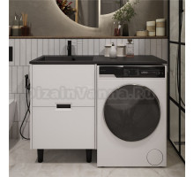 Тумба с раковиной 1MarKa Maid 58Н(120) L под стиральную машину, белая