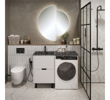 Мебель для ванной комнаты 1MarKa Maid 58Н(120) L под стиральную машину, раковина черная, белая