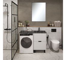 Мебель для ванной комнаты 1MarKa Maid 58Н(120) R под стиральную машину, раковина черная, зеркало Pino, белая