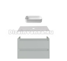 Тумба с раковиной Allen Brau Fantasy 2.0 100 матовый папирус, столешница бежевая, раковина Fantasy Quad 50, белая