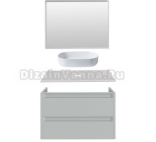 Мебель для ванной комнаты Allen Brau Fantasy 2.0 100 матовый папирус, столешница бежевая, раковина Fantasy Oval 55, белая