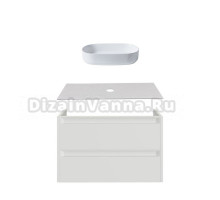 Тумба с раковиной Allen Brau Fantasy 2.0 100 матовый белый, столешница бежевая, раковина Fantasy Oval 55, белая