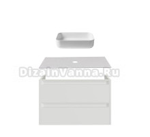 Тумба с раковиной Allen Brau Fantasy 2.0 100 матовый белый, столешница бежевая, раковина Fantasy Quad 50, белая