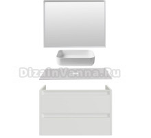 Мебель для ванной комнаты Allen Brau Fantasy 2.0 100 матовый белый, столешница бежевая, раковина Fantasy Quad 50, белая