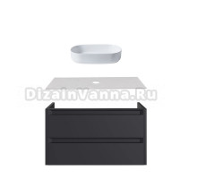 Тумба с раковиной Allen Brau Fantasy 2.0 120 матовый антрацит, столешница бежевая, раковина Fantasy Oval 55, белая