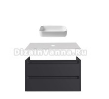 Тумба с раковиной Allen Brau Fantasy 2.0 120 матовый антрацит, столешница бежевая, раковина Fantasy Quad 50, белая