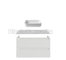 Тумба с раковиной Allen Brau Fantasy 2.0 120 матовый белый, столешница бежевая, раковина Fantasy Quad 50, белая