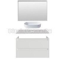 Мебель для ванной комнаты Allen Brau Fantasy 2.0 120 матовый белый, столешница бежевая, раковина Fantasy Oval 55, белая