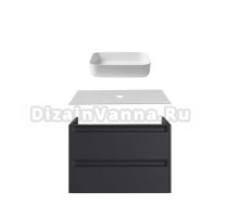 Тумба с раковиной Allen Brau Fantasy 2.0 80 матовый антрацит, столешница бежевая, раковина Fantasy Quad 50, белая