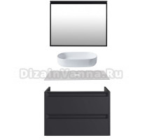 Мебель для ванной комнаты Allen Brau Fantasy 2.0 80 матовый антрацит, столешница бежевая, раковина Fantasy Oval 55, белая