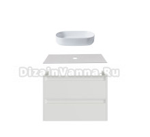 Тумба с раковиной Allen Brau Fantasy 2.0 80 матовый белый, столешница бежевая, раковина Fantasy Oval 55, белая